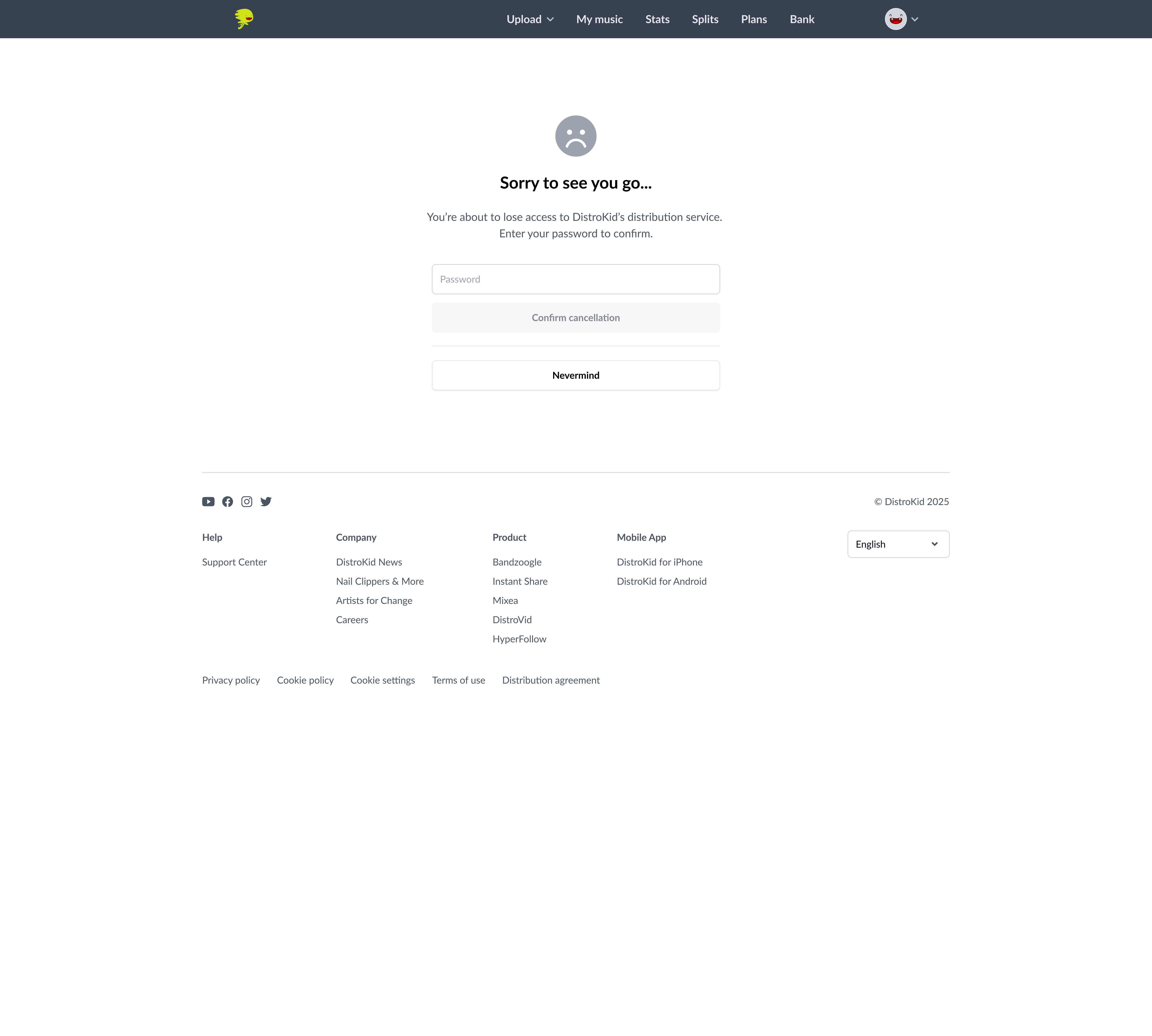 Cancellation flow confirmation screen